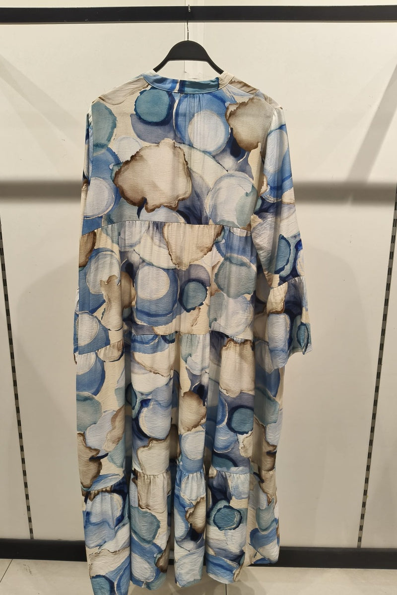 Robe longue imprimée bohème boutonnée