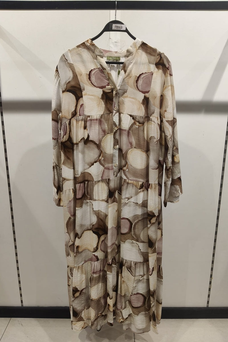 Robe longue imprimée bohème boutonnée