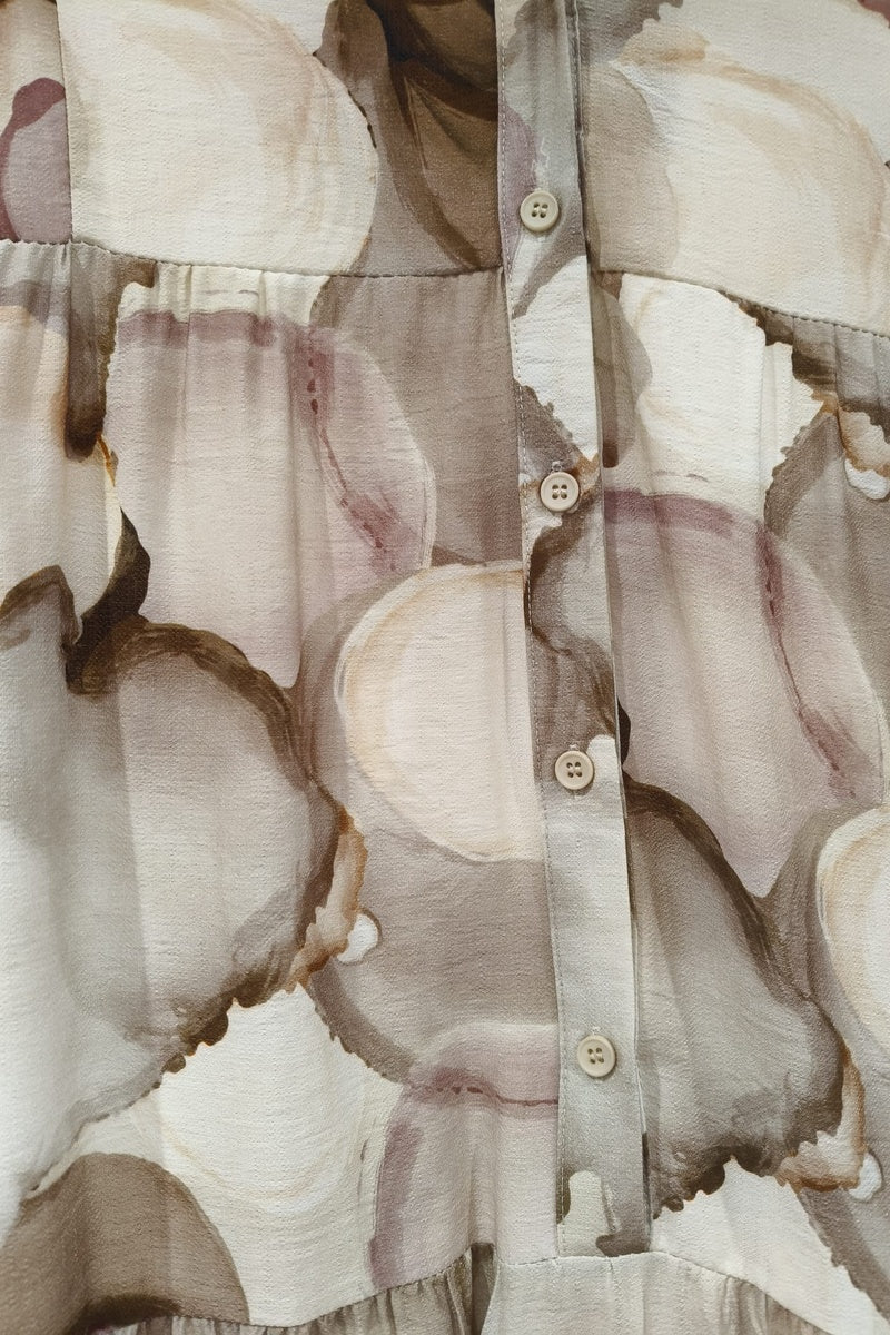 Robe longue imprimée bohème boutonnée