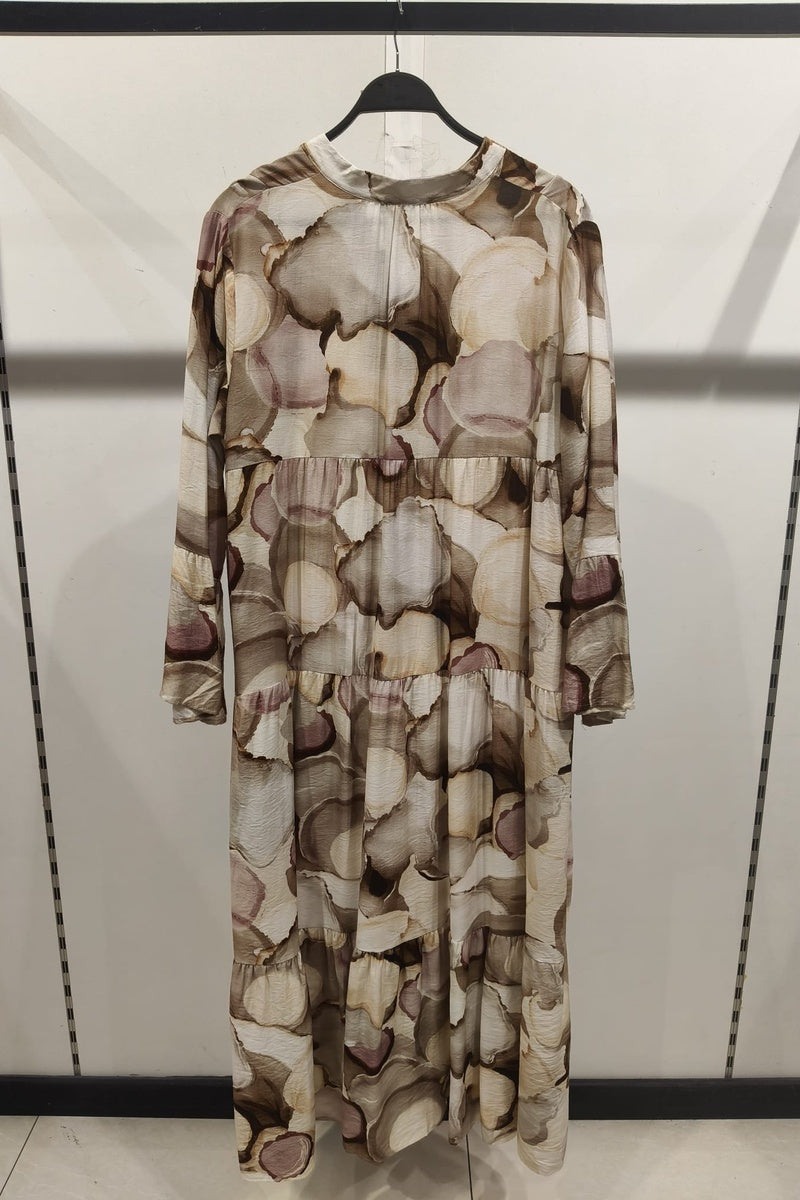 Robe longue imprimée bohème boutonnée