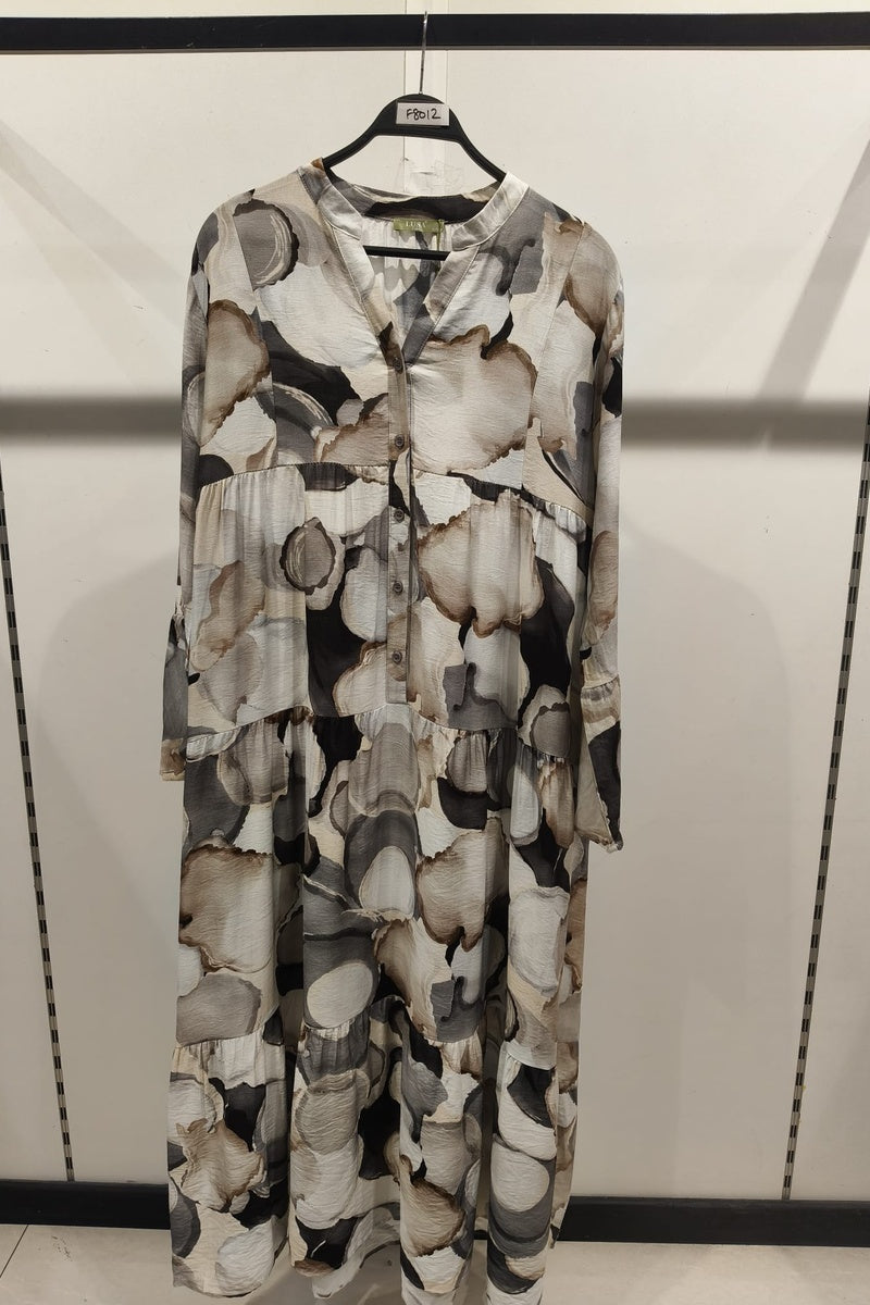 Robe longue imprimée bohème boutonnée