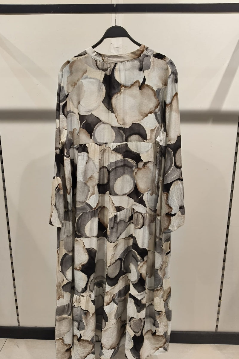 Robe longue imprimée bohème boutonnée