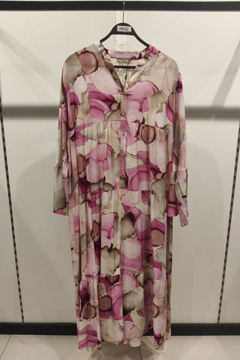 Robe longue imprimée bohème boutonnée