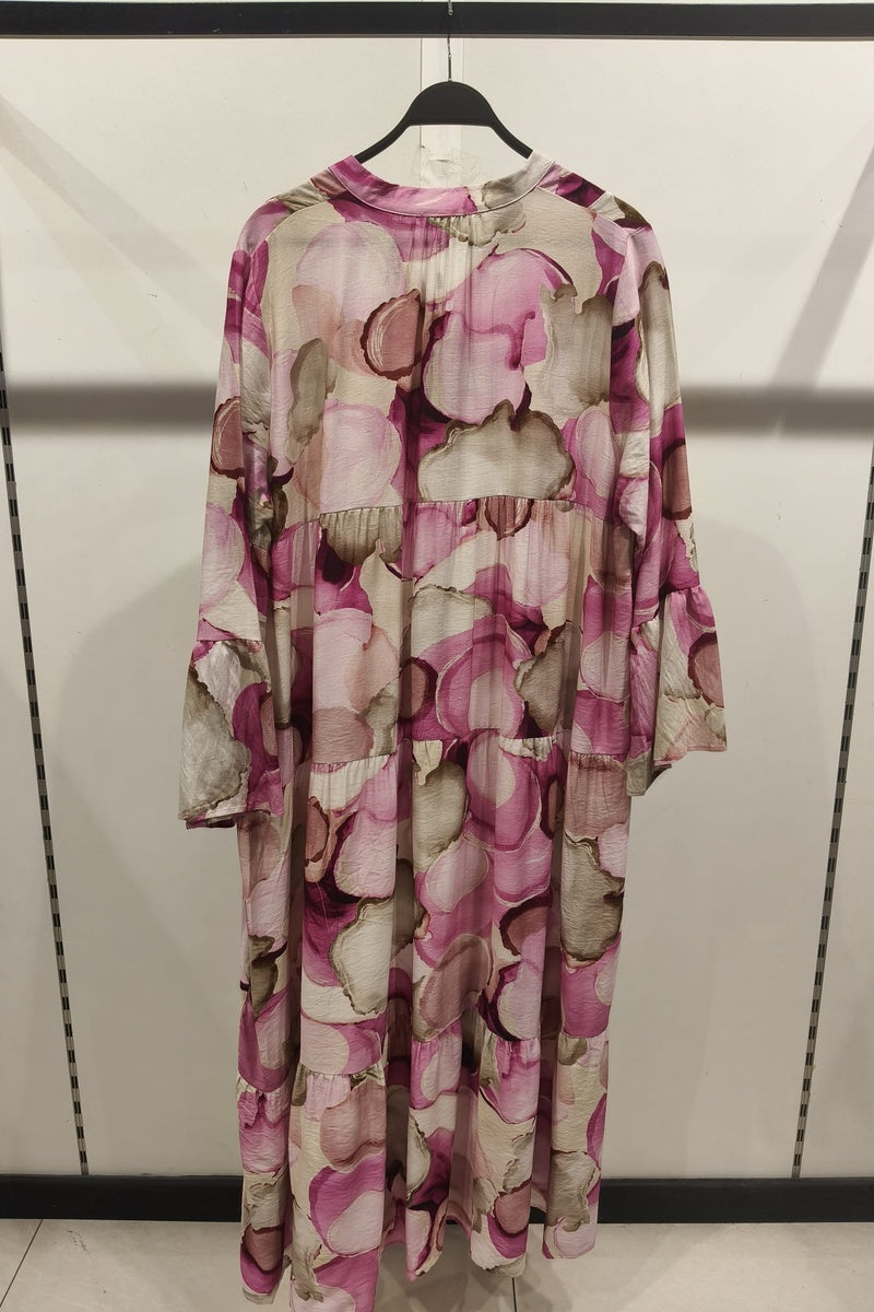 Robe longue imprimée bohème boutonnée