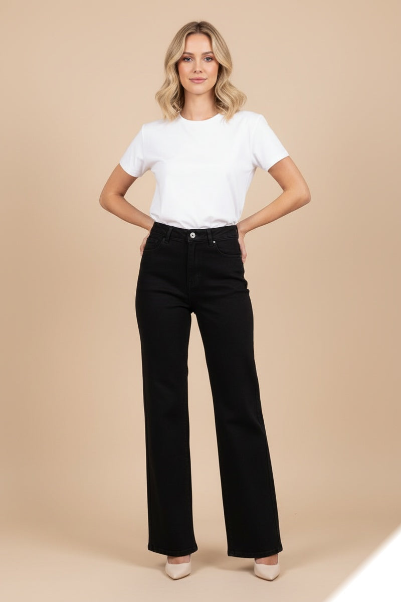 Jean taille haute wide leg stretch 5 poches T34-T42