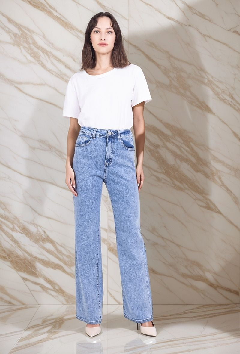 Jean taille haute wide leg stretch 5 poches T34-T42
