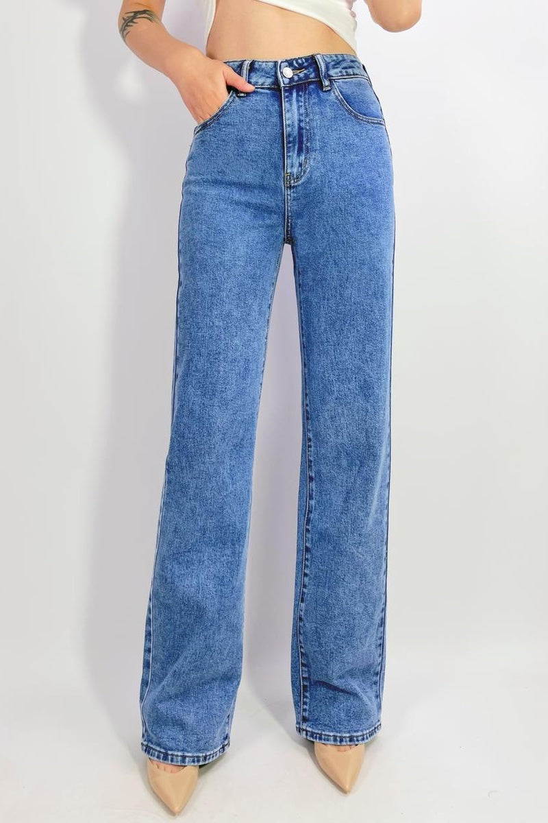 Jean taille haute wide leg stretch 5 poches, T36-T44