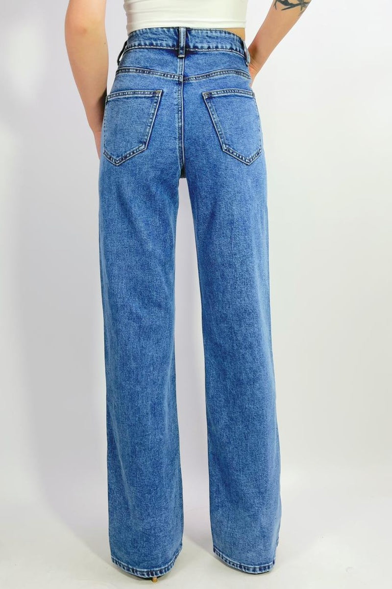 Jean taille haute wide leg stretch 5 poches, T36-T44