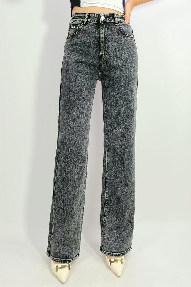 Jean taille haute wide leg stretch 5 poches, T36-T44