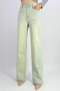 Jean large wide leg taille haute en denim bleu clair délavé T36-T46
