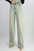 Jean large wide leg taille haute en denim bleu clair délavé T36-T46