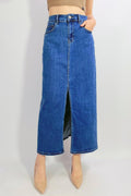 Jupe en jeans stretch 88cm avec fente avant de 45cm T38-T46