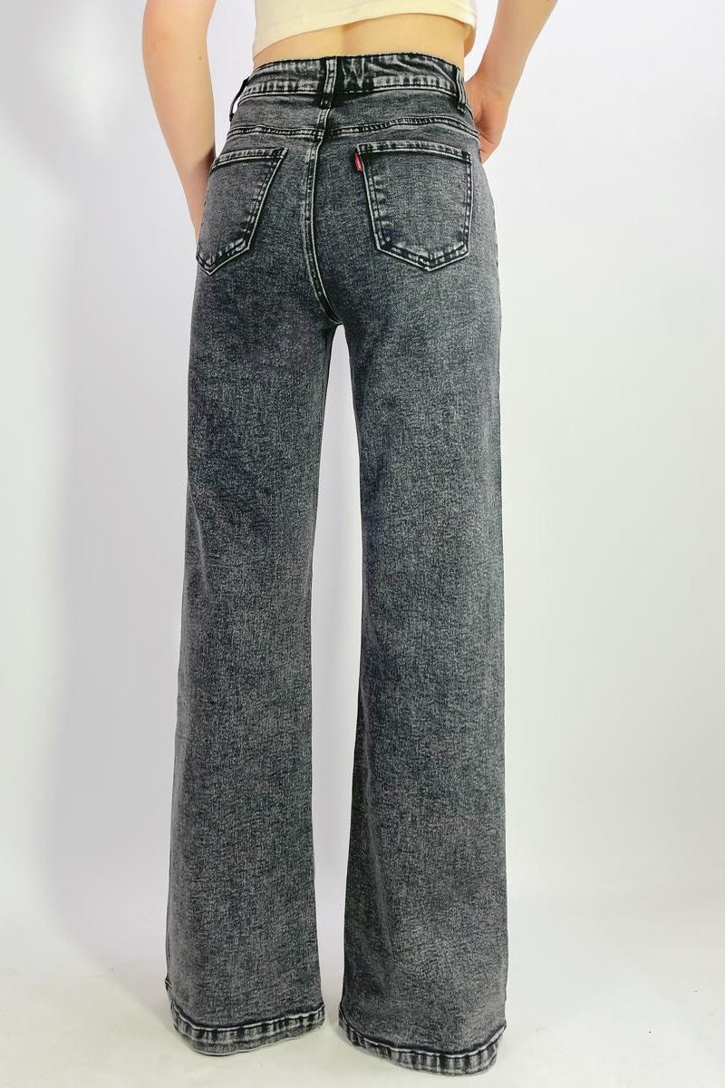 Jean premium stretch wide leg avec strass T38-T48