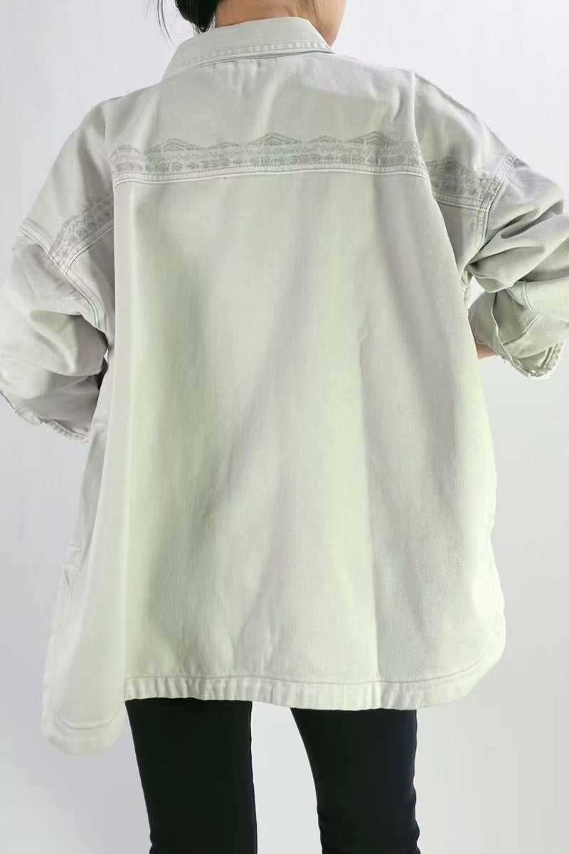 Veste Chemise premium oversize broderie élégante T36-T46