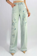 Jean premium wide leg broderie et strass T36-T46