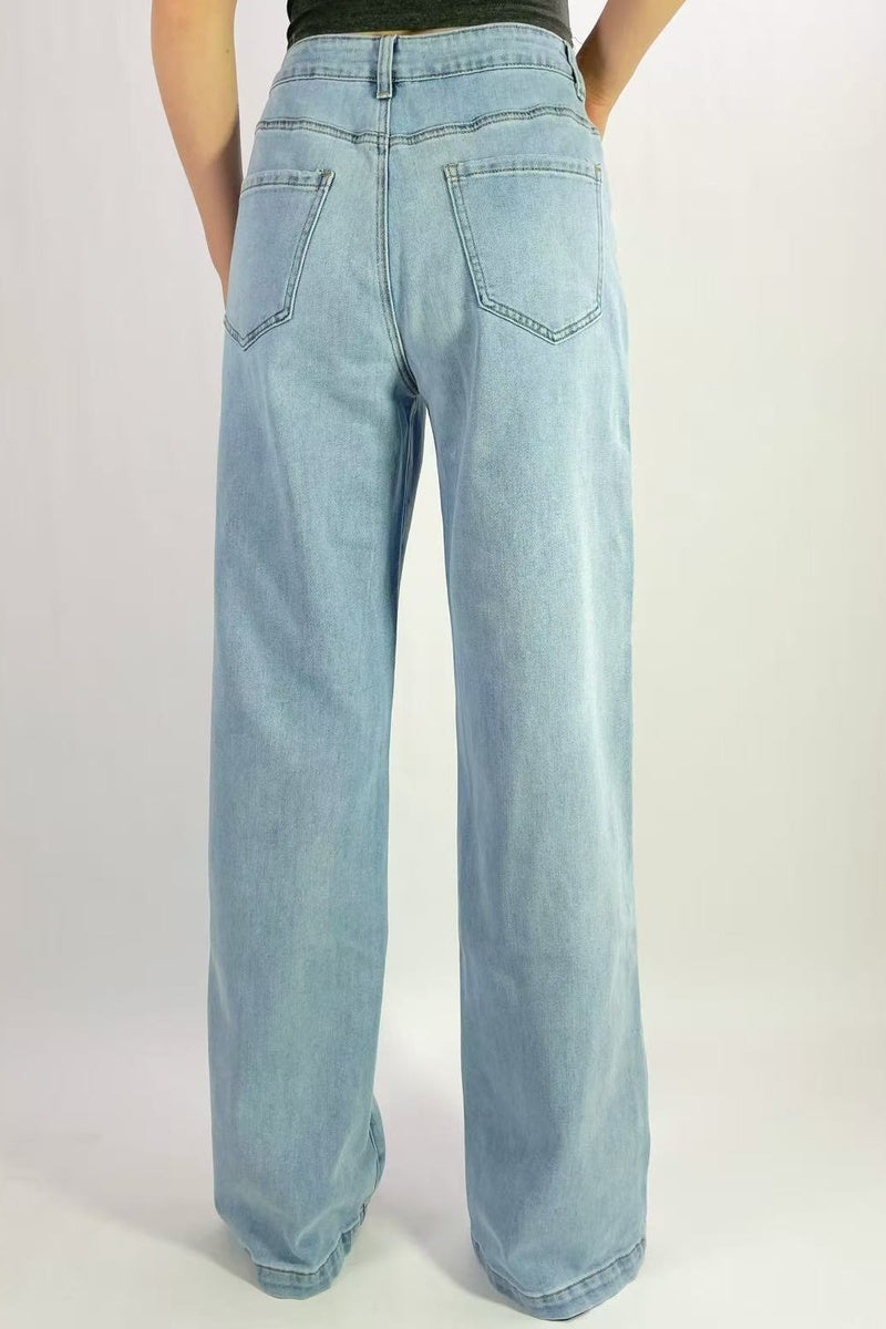 Jean premium wide leg broderie et strass T36-T46