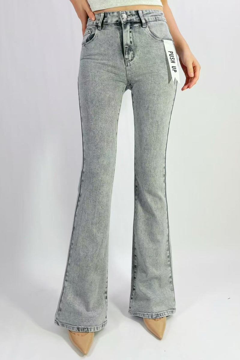 Jean premium push up flare stretch effet délavé T36-T46