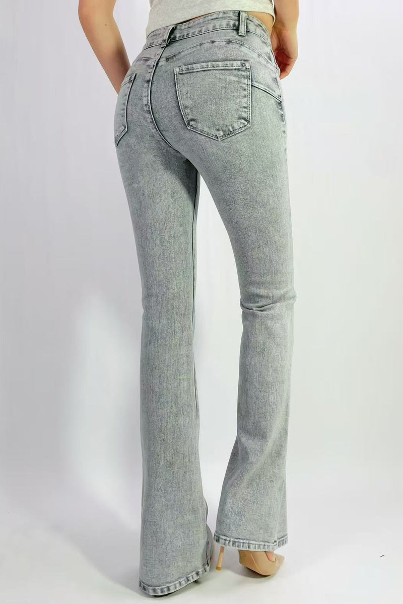 Jean premium push up flare stretch effet délavé T36-T46