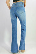 Jean premium flare motifs floraux et strass stretch T36-T46