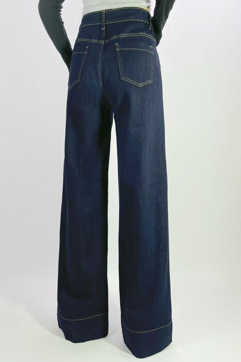 Jean brut taille haute wide leg stretch 5 poches T36-T46