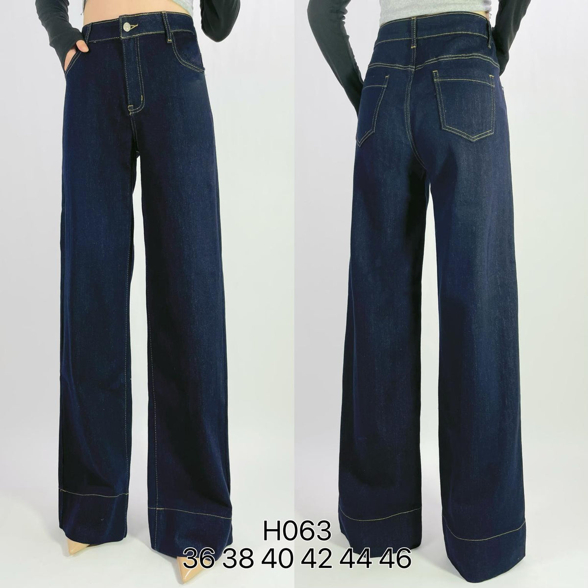 Jean brut taille haute wide leg stretch 5 poches T36-T46