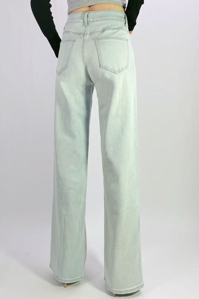 Jean premium wide leg délavé stretch T36-T46