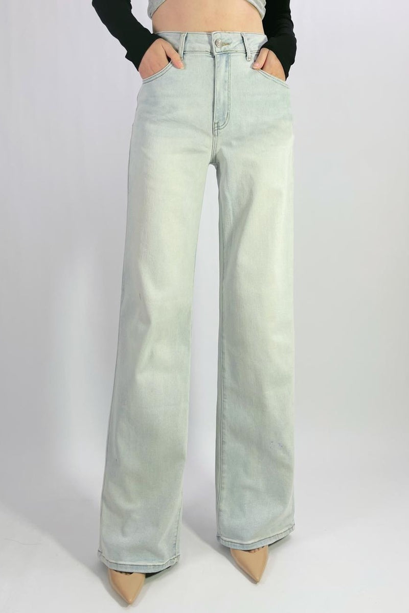 Jean premium wide leg délavé stretch T36-T46