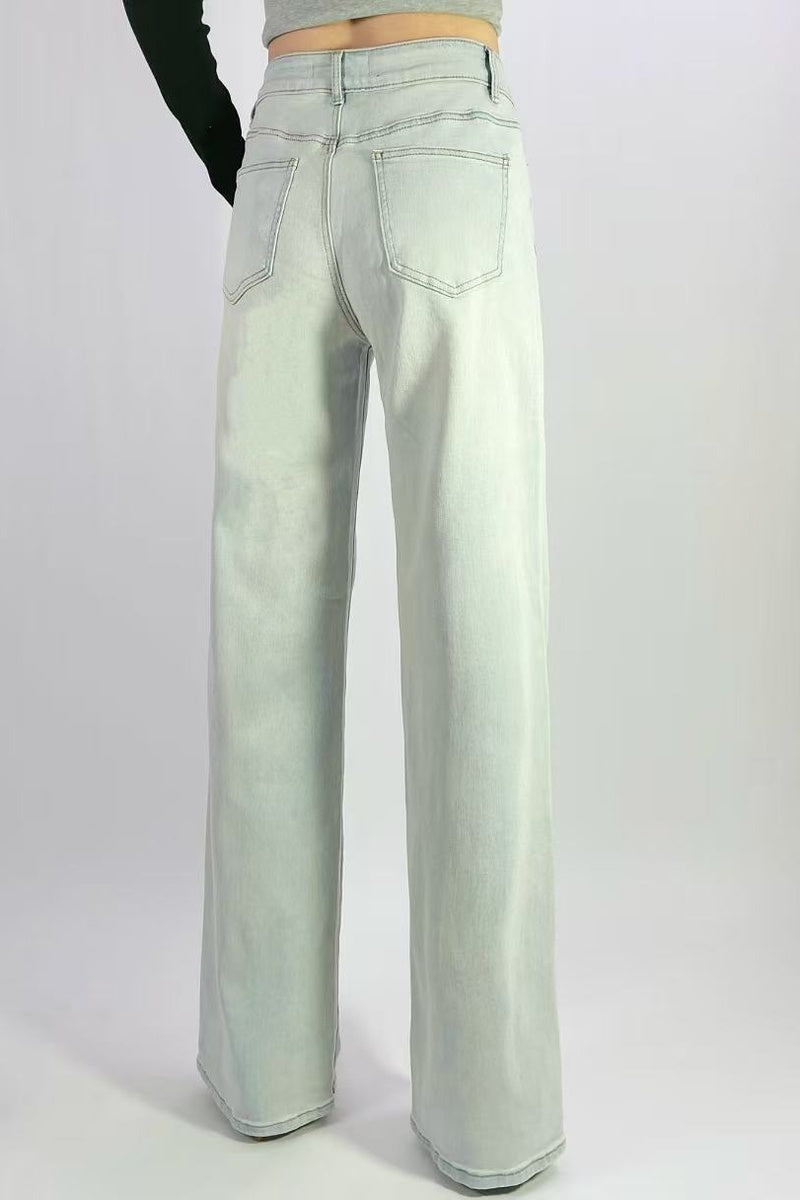 Jean premium wide leg délavé stretch T36-T46