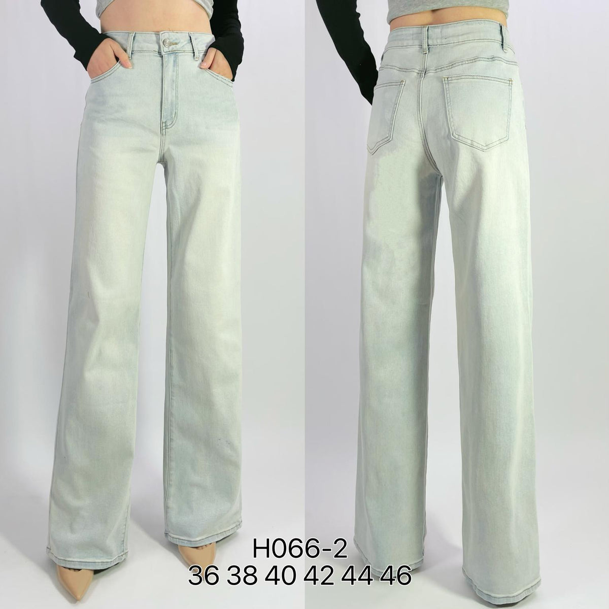 Jean premium wide leg délavé stretch T36-T46