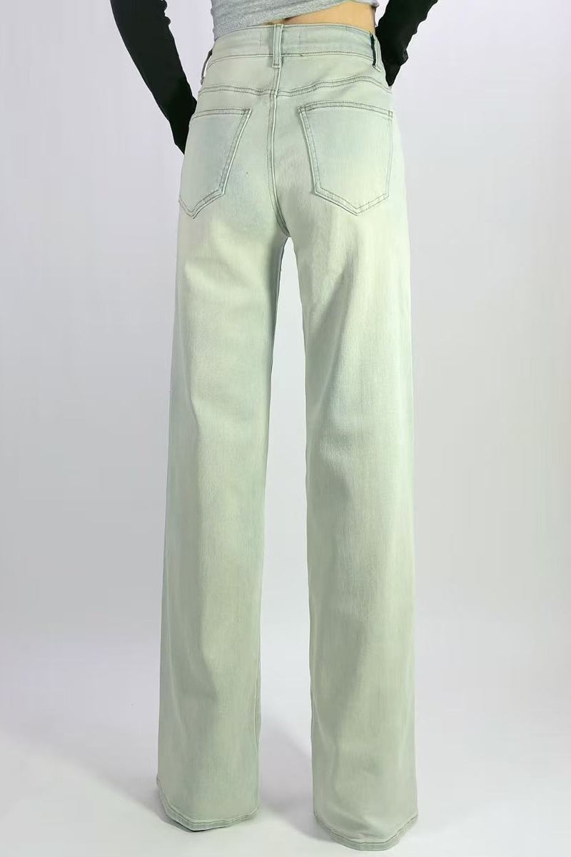 Jean premium wide leg délavé stretch T36-T46