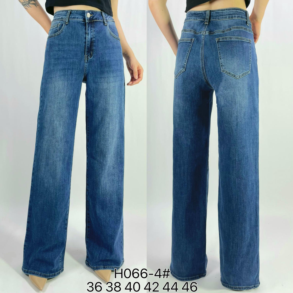 Jean premium wide leg délavé stretch T36-T46