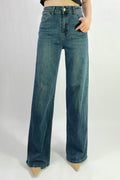Jean premium wide leg délavé effet vintage stretch T36-T46