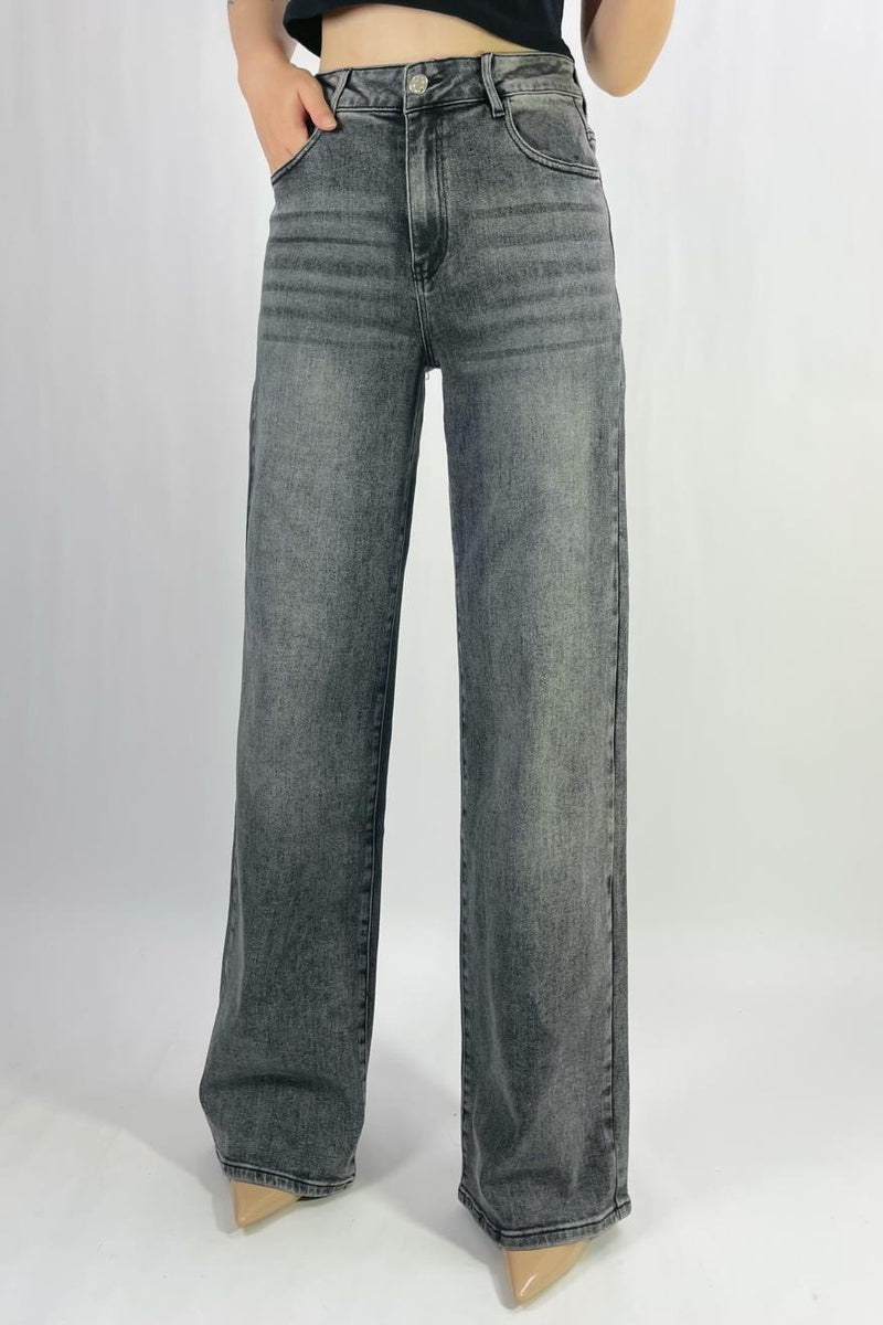 Jean premium wide leg délavé stretch T36-T46