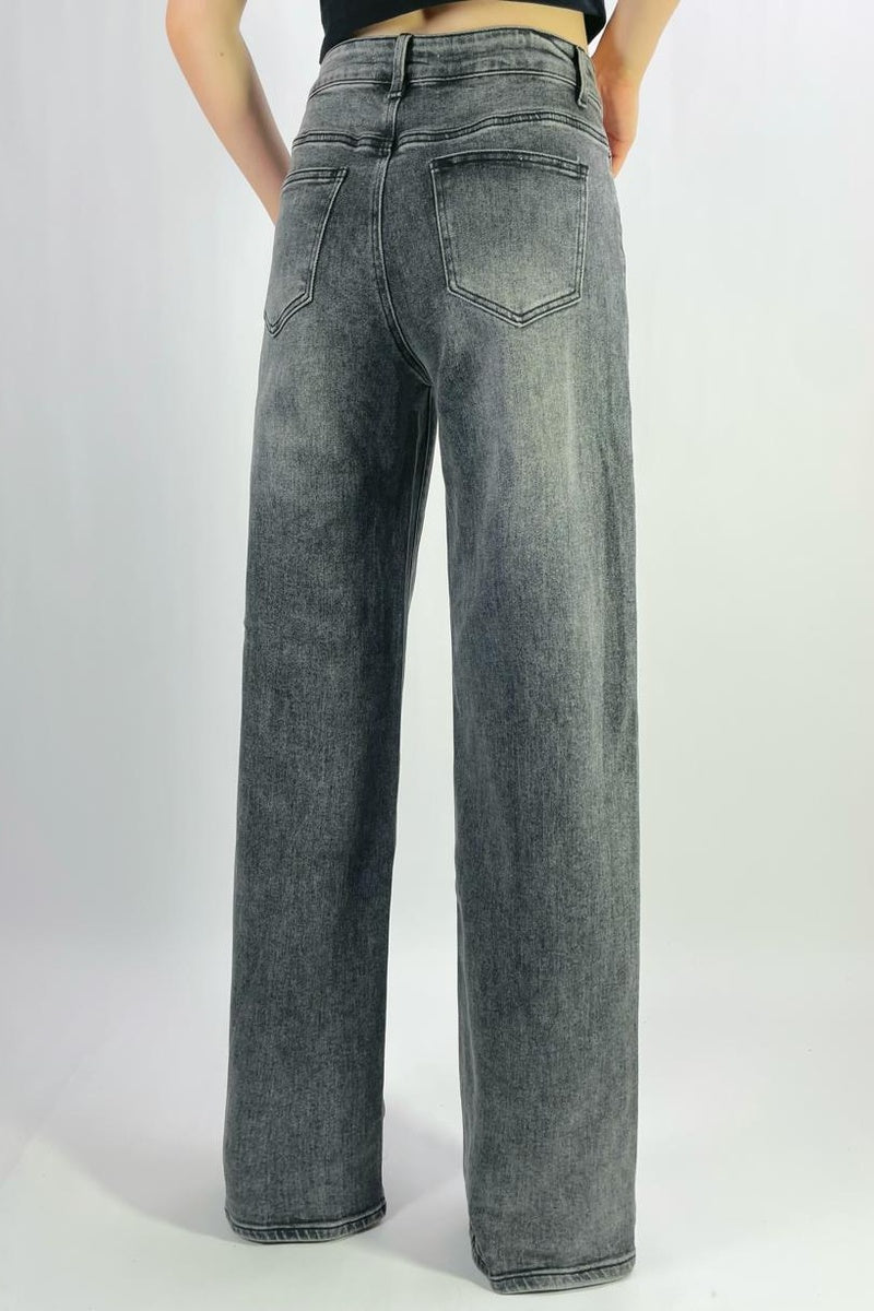 Jean premium wide leg délavé stretch T36-T46