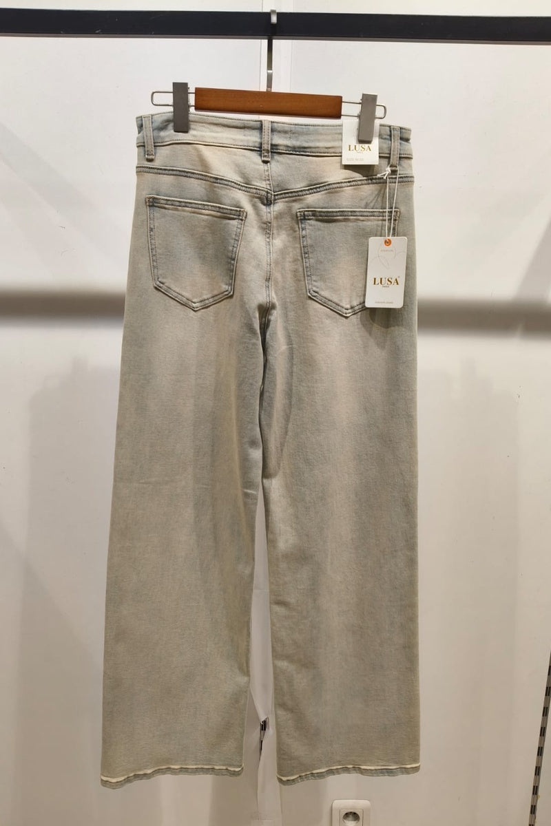 Jean premium wide leg délavé effet vintage stretch T36-T46