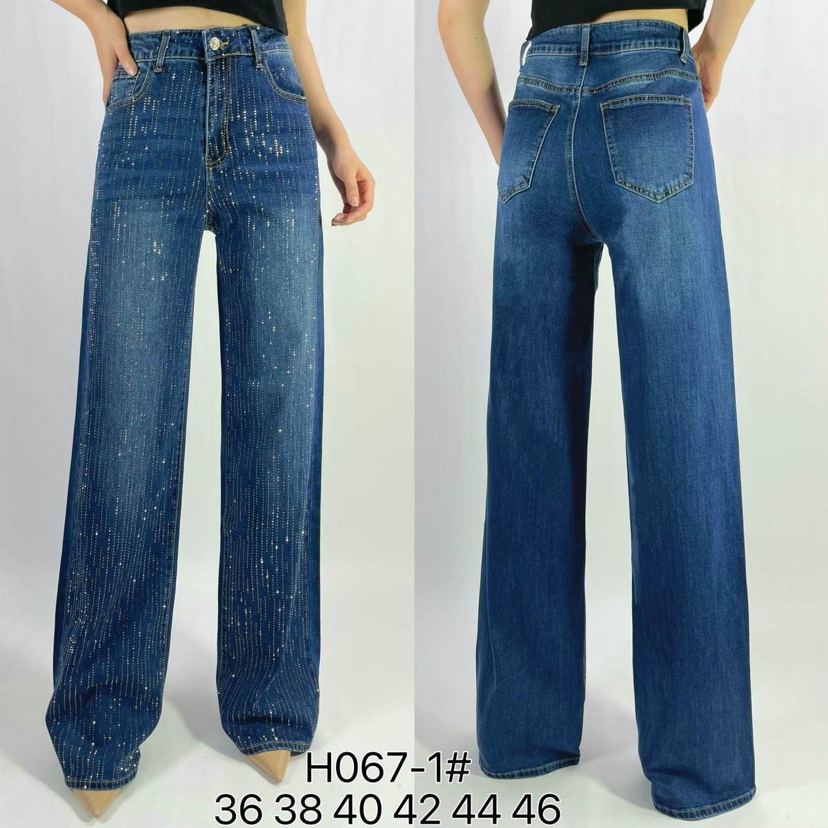 Jean premium strass coupe droite stretch T36-T46
