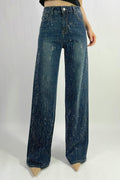 Jean premium strass coupe droite stretch T36-T46