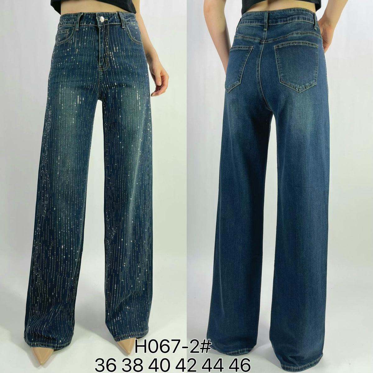 Jean premium strass coupe droite stretch T36-T46