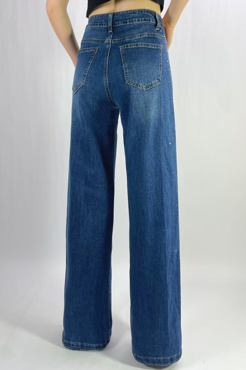 Jean premium strass coupe droite stretch T36-T46