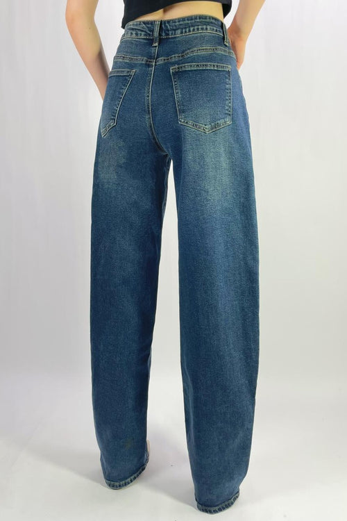 Jean ample et fuselée en denim taille haute T-36-T46