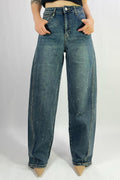 Jean premium barrel large stretch à strass T36-T46