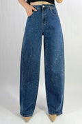 Jean premium barrel large stretch à strass T36-T46