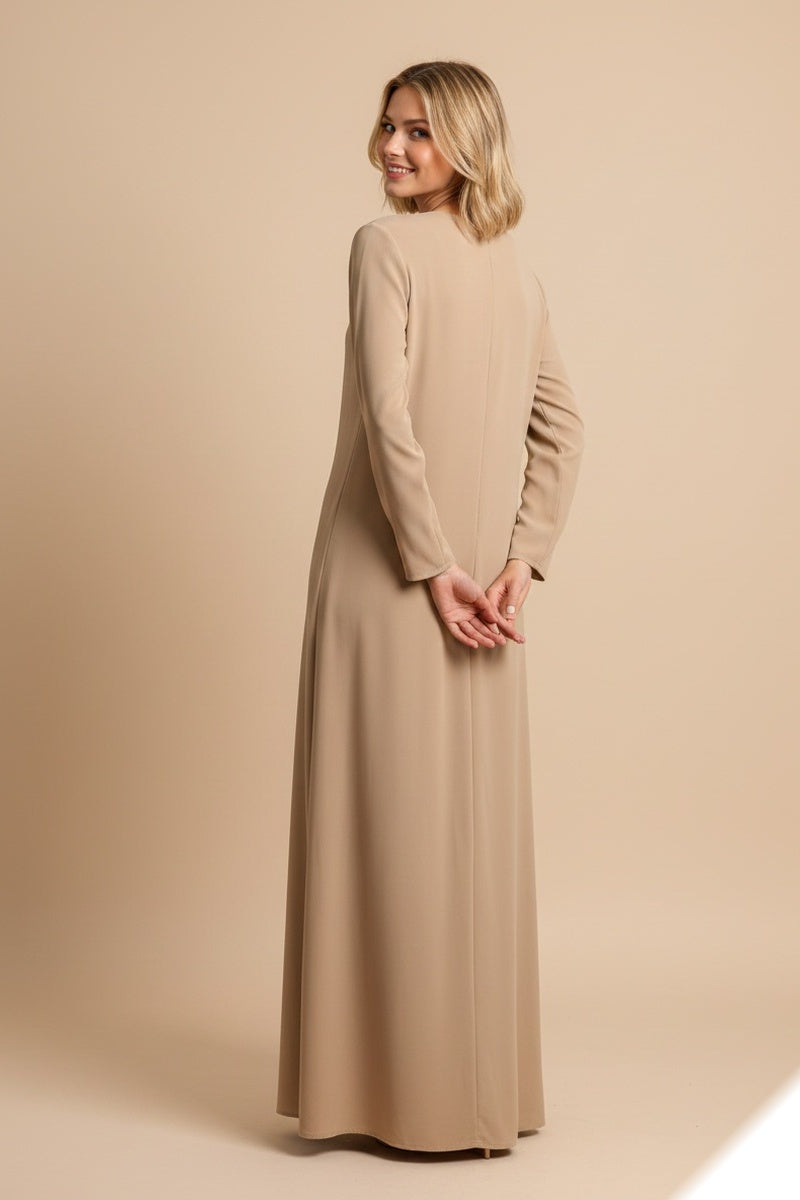 Robe longue unie à doublure boutonée élégante