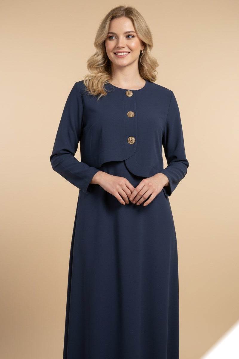 Robe longue unie à doublure boutonée élégante
