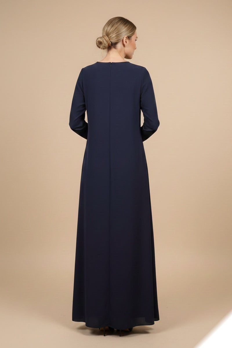 Robe longue unie à doublure boutonée élégante