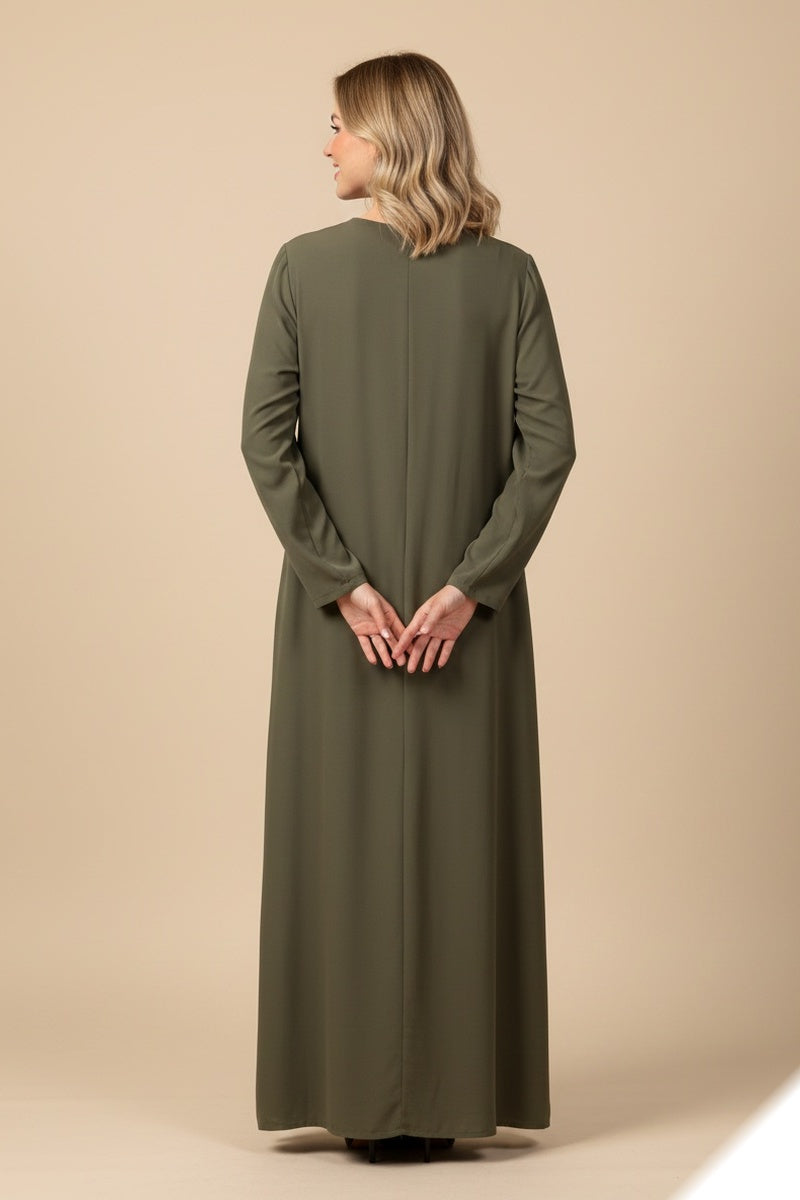 Robe longue unie à doublure boutonée élégante