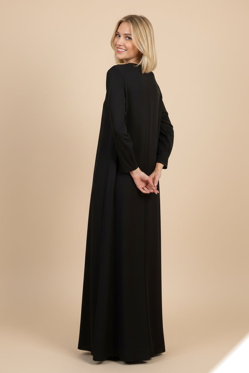 Robe longue unie à doublure boutonée élégante