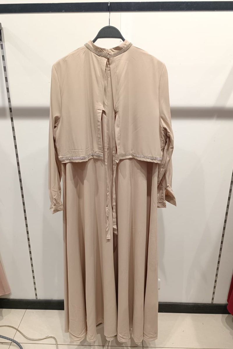 Robe longue unie élégante super évasée avec strass et doublure