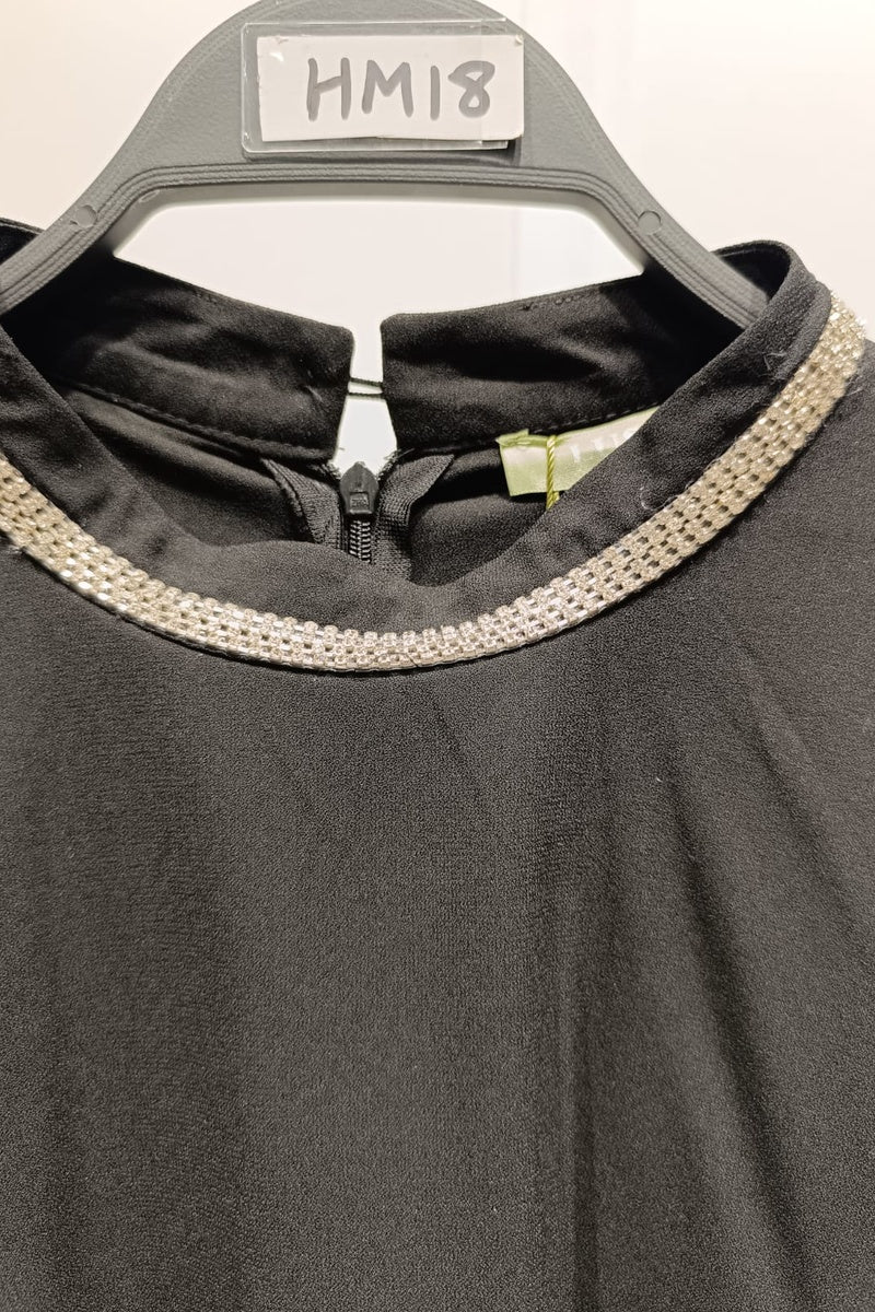 Robe longue unie élégante super évasée avec strass et doublure