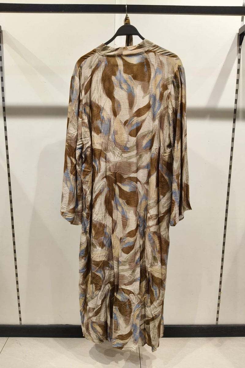 Robe longue imprimée fleurie avec ceinture